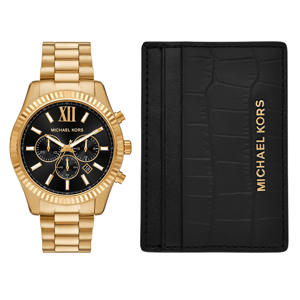 giftbox horloge + pasjeshouder MK9245SET goudkleurig