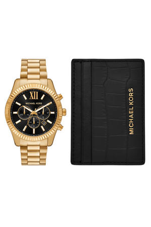 giftbox horloge + pasjeshouder MK9245SET goudkleurig