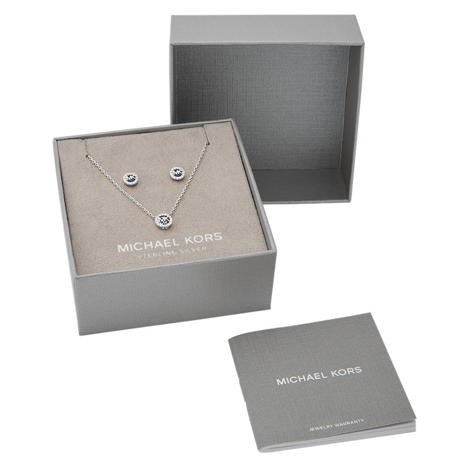 MICHEAL KORS ジュエリーBOX Michael Kors giftbox oorbellen + ketting MKC1839SET zilverkleurig