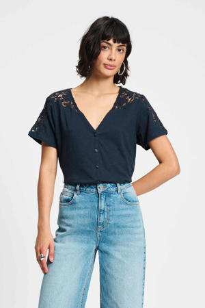 blouse donkerblauw crochet