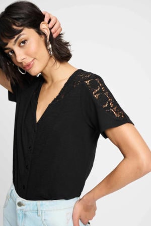 blouse zwart crochet