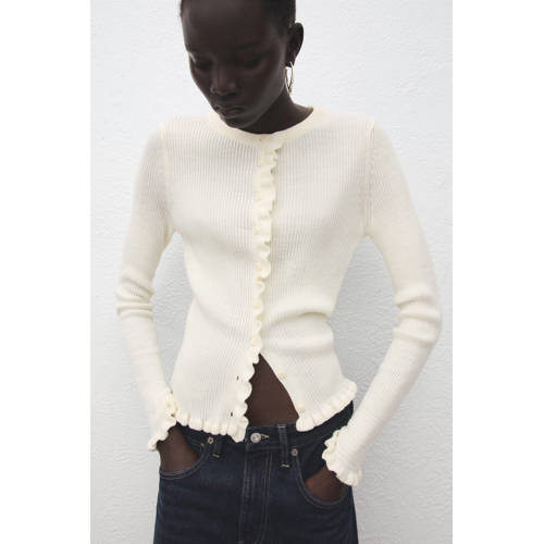 Mango gebreid vest ecru afbeelding