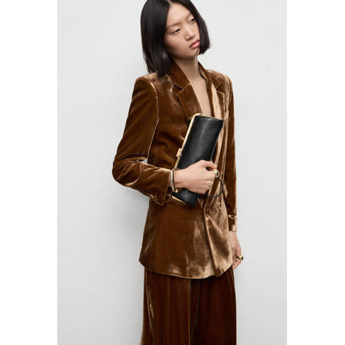 Mango fluwelen regular blazer bruin afbeelding