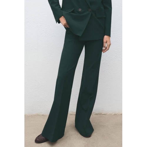 Mango high waist flared broek donkergroen afbeelding