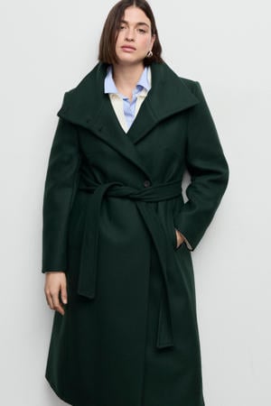 wollen manteljas groen