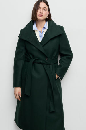 wollen manteljas groen