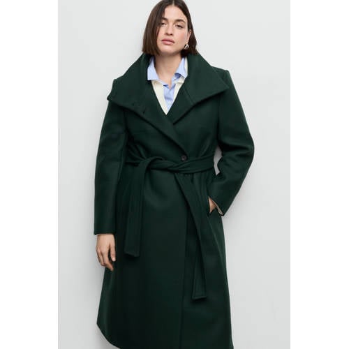 Mango wollen manteljas groen afbeelding
