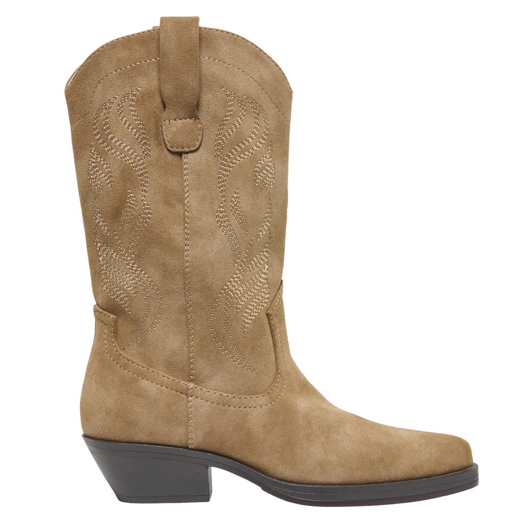 Beige dames ONLY ONLBronco cowboylaarzen van nubuck