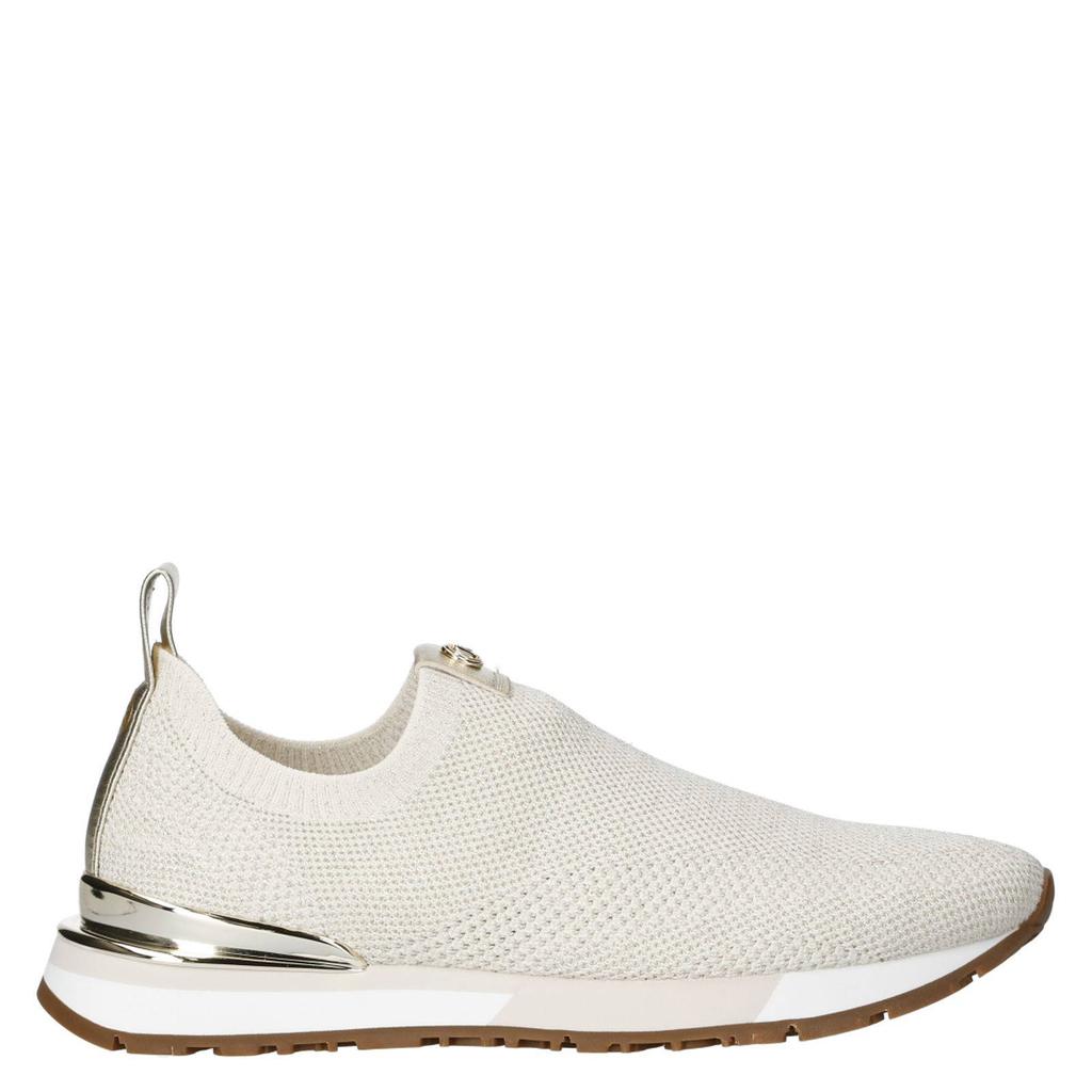Wit en gouden dames Michael Kors Nova slip on sneakers van textiel en imitatieleer