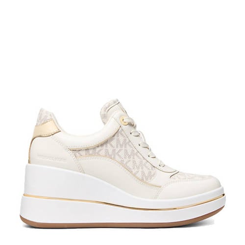 Michael Kors Emmy wedge trainer leren sneakers ecru afbeelding