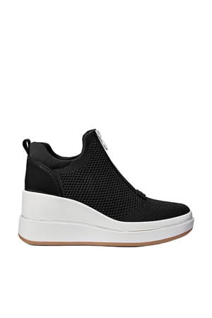 Emmy wedge zip slip on sneakers zwart