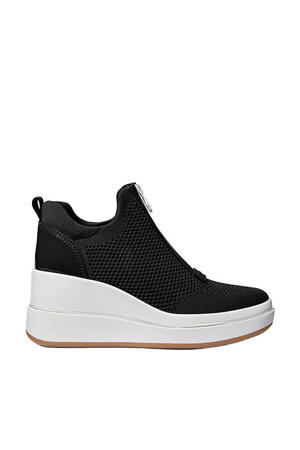 Emmy wedge zip slip on sneakers zwart