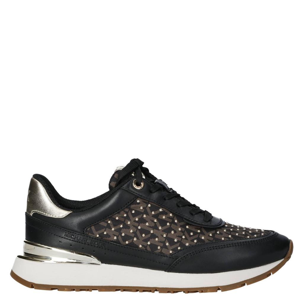 Zwarte dames Michael Kors Nova trainer leren sneakers met veters