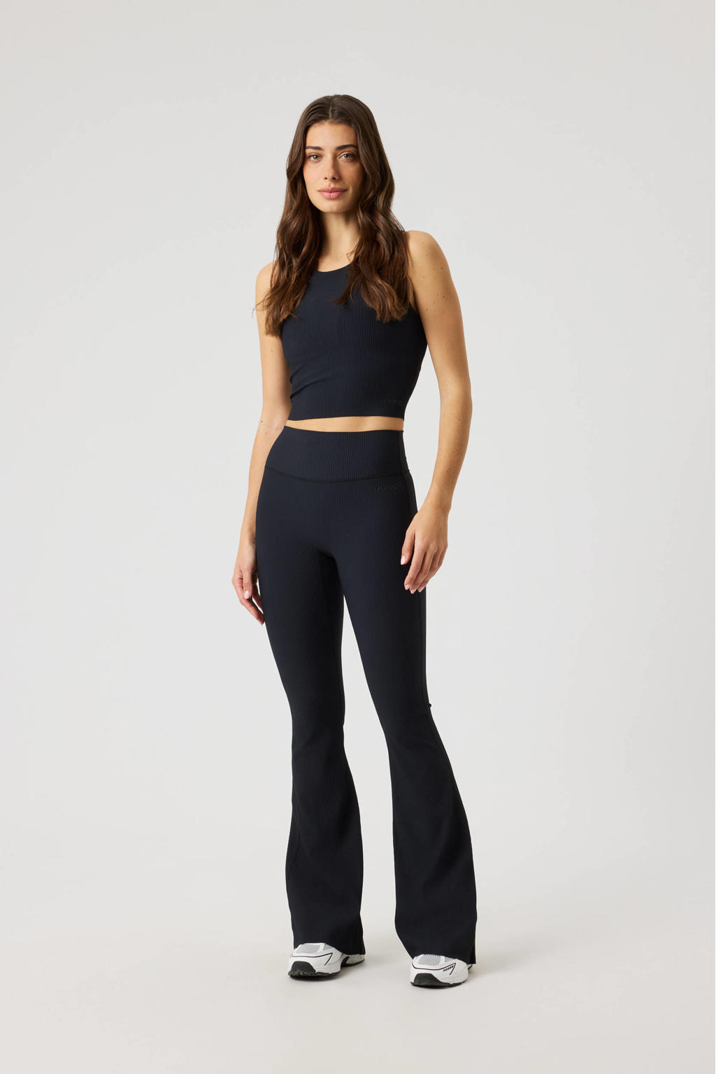 Zwarte dames Björn Borg sporttop van polyamide met effen en ronde hals