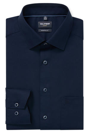 getailleerd casual overhemd donkerblauw