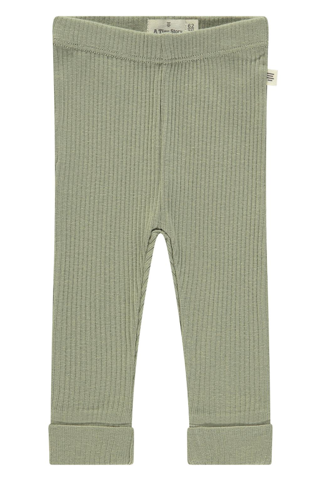 Groene jongens en meisjes A Tiny Story casual broek van katoen met regular waist, elastische tailleband en effen