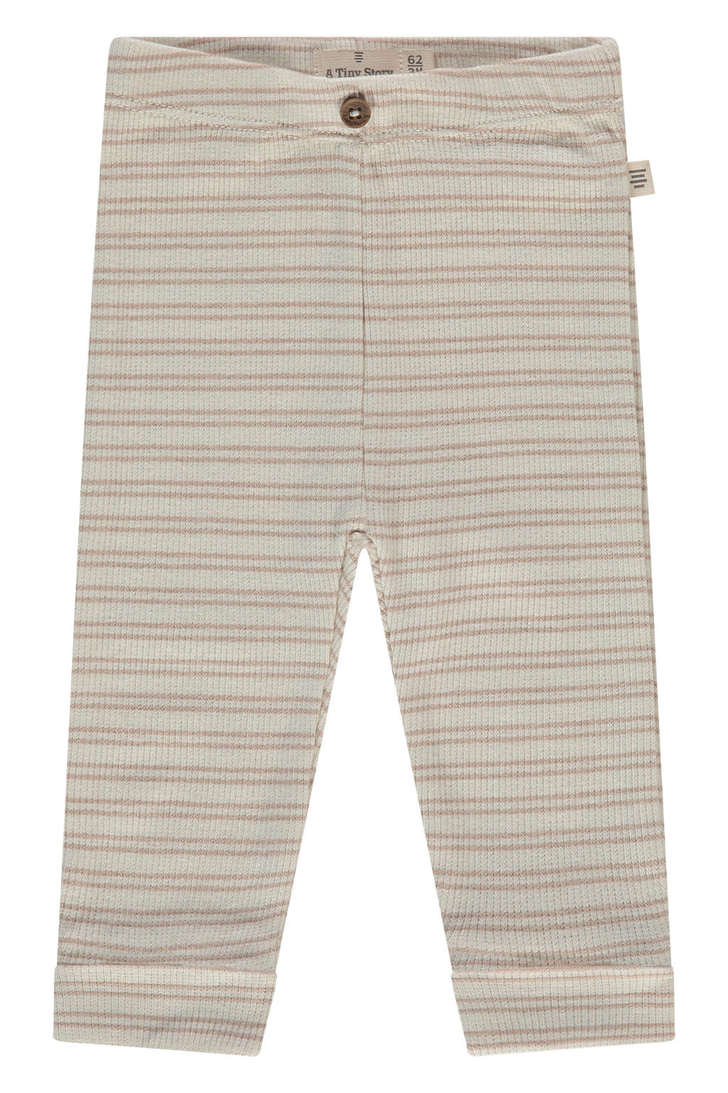 Beige jongens en meisjes A Tiny Story gestreepte casual broek van katoen met elastische tailleband