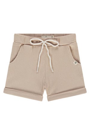 casual short lichtbruin rib gebreid