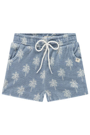 badstof casual short lichtblauw/wit