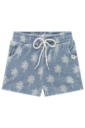 badstof casual short lichtblauw/wit
