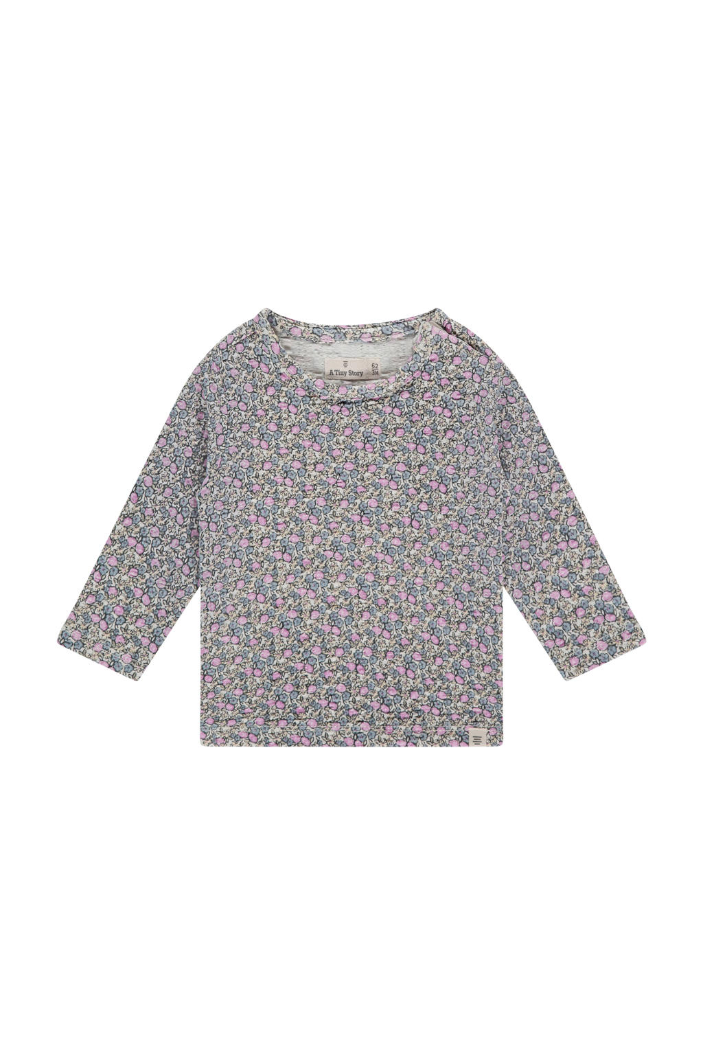 Lila en blauwe meisjes A Tiny Story longsleeve van katoen met lange mouwen en ronde hals