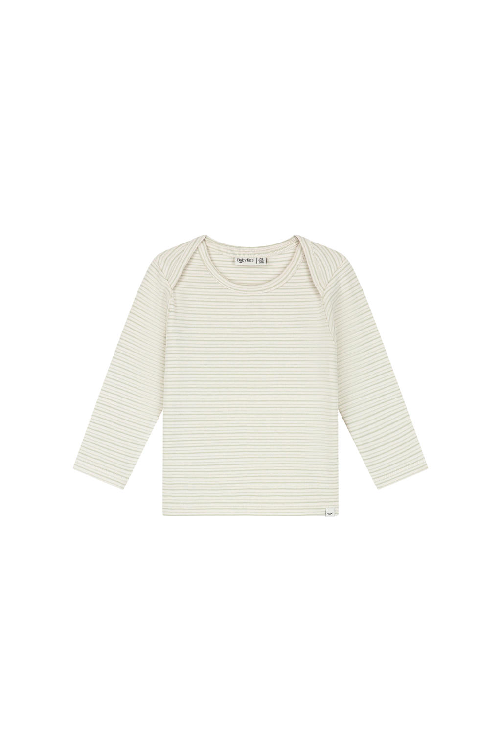 Beige jongens Babyface gestreepte longsleeve van stretchkatoen met lange mouwen en ronde hals