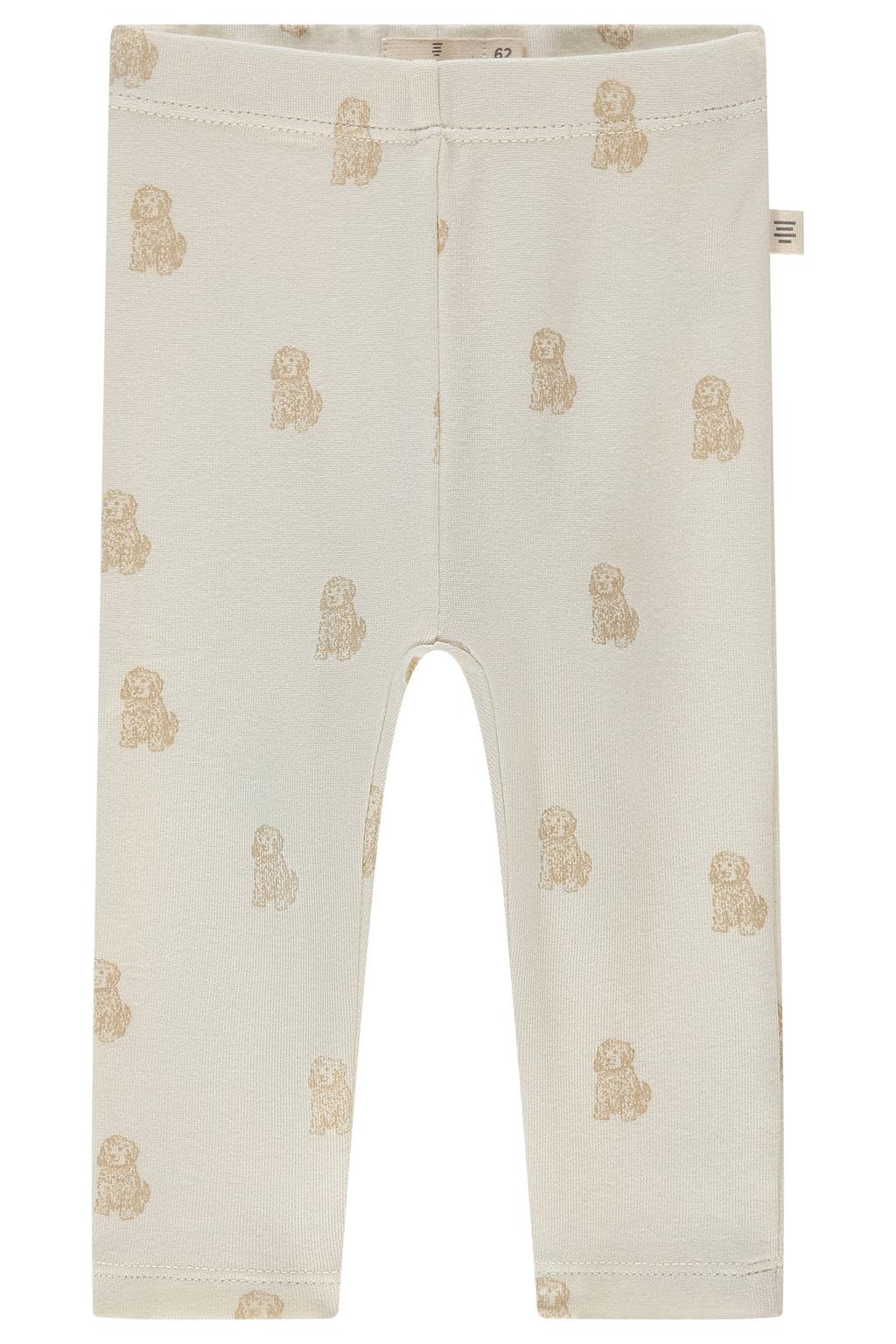 Ecru en lichtbruine jongens en meisjes A Tiny Story casual broek van katoen met elastische tailleband