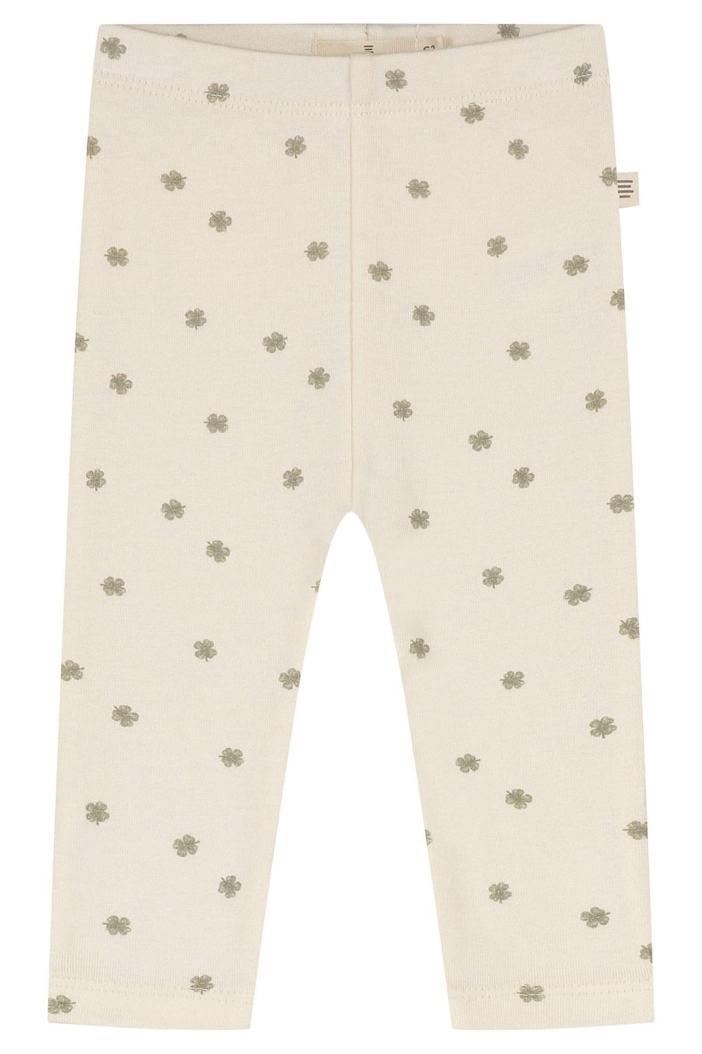 Ecru en groene jongens en meisjes A Tiny Story casual broek van katoen met regular waist en elastische tailleband