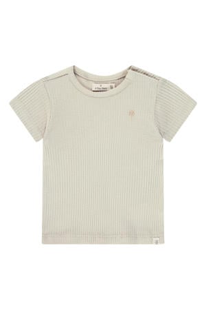 T-shirt rib gebreid beige
