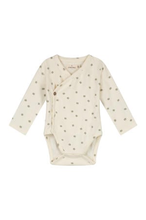 romper met overslag ecru/groen
