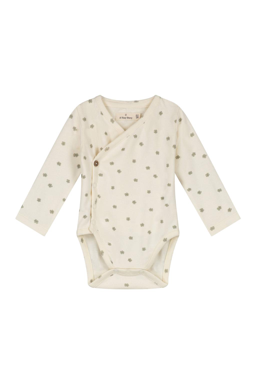 A Tiny Story romper met overslag ecru/groen