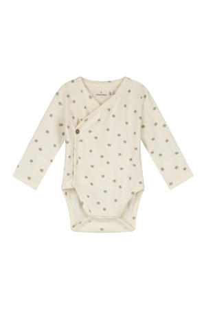 romper met overslag ecru/groen