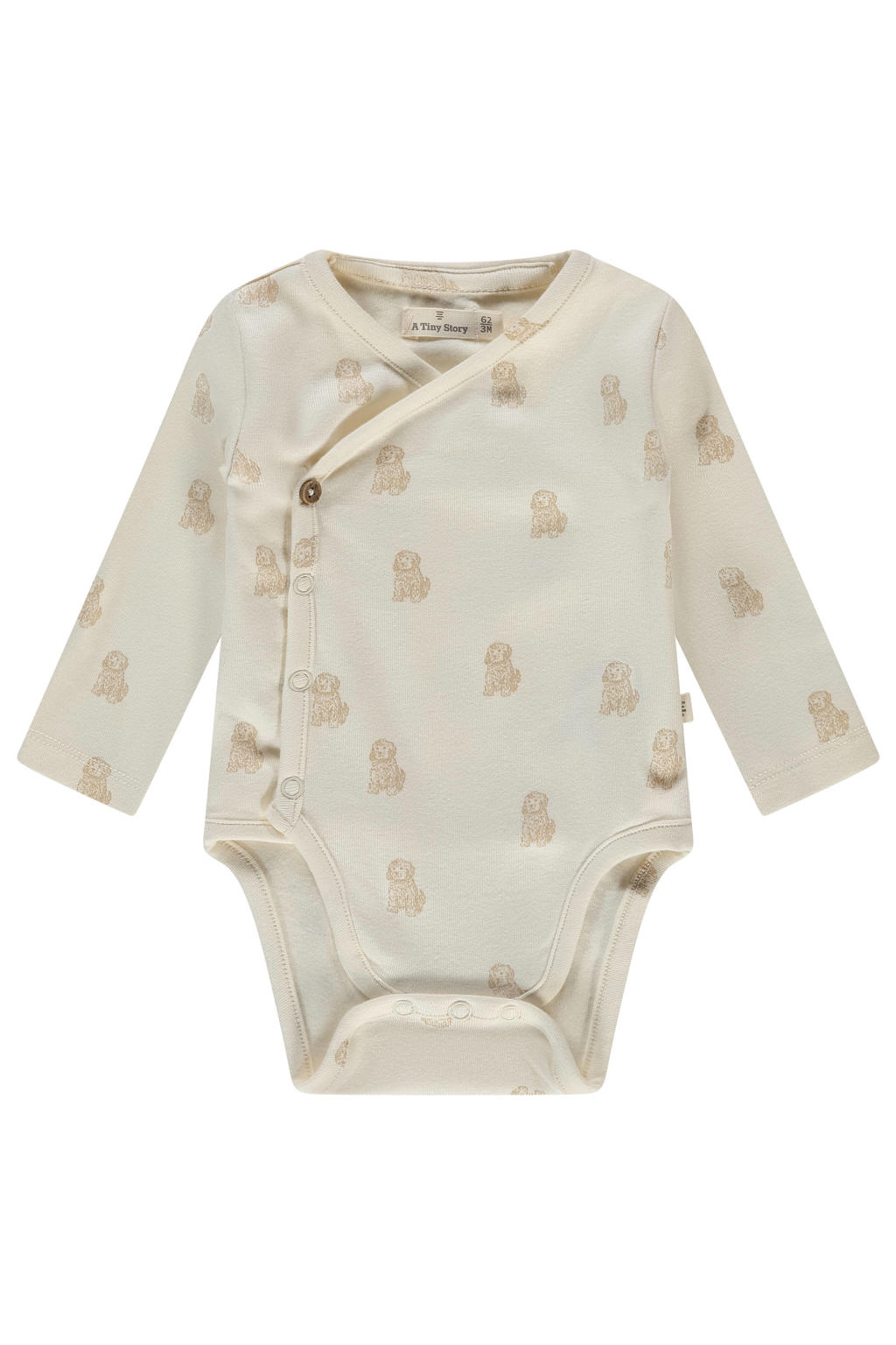 A Tiny Story romper met overslag ecru/lichtbruin