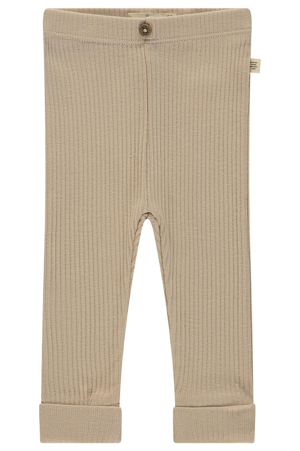 Beige jongens en meisjes A Tiny Story casual broek van katoen met regular waist, elastische tailleband en effen