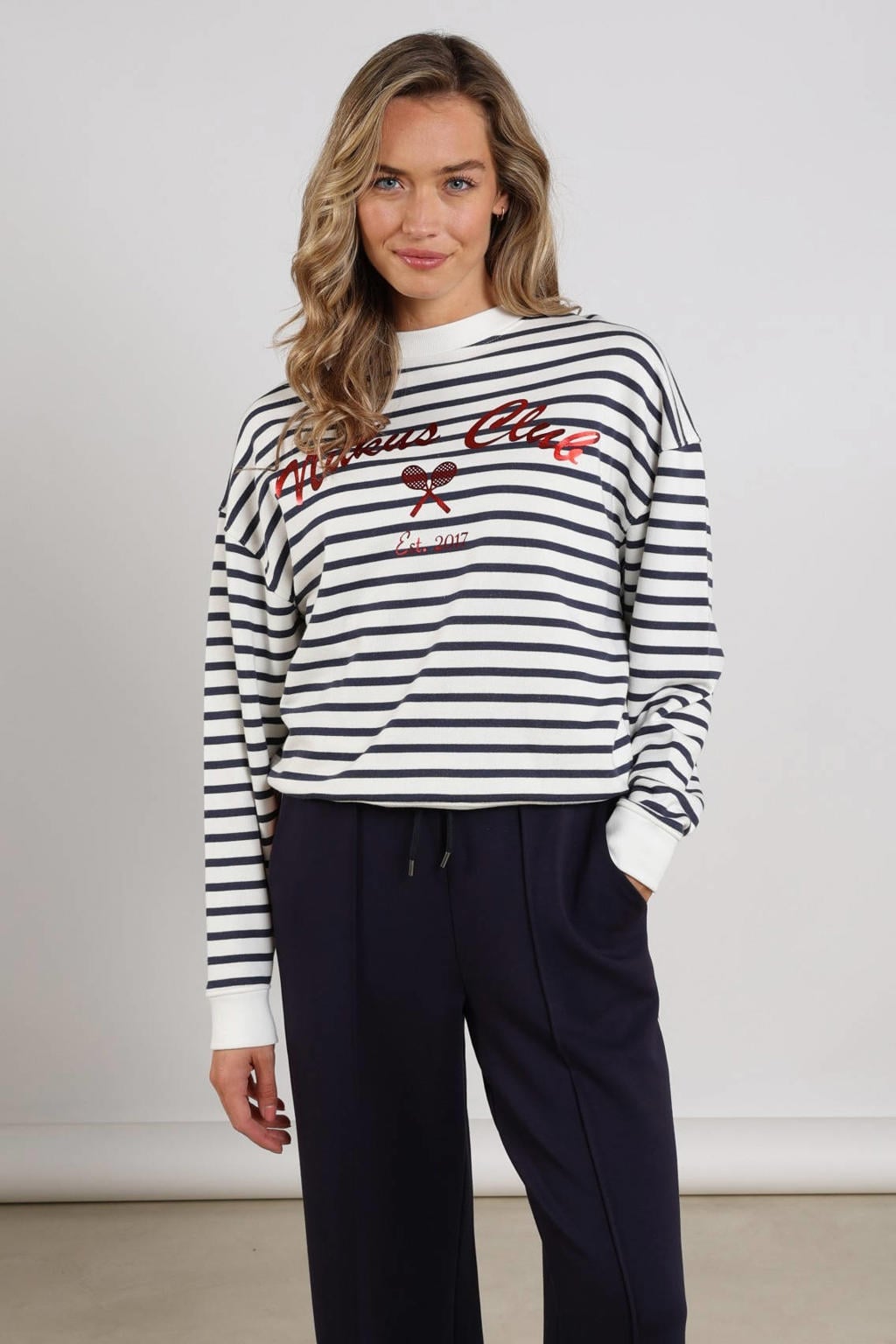 NUKUS gestreepte sweater blauw