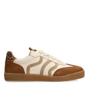 leren sneakers ecru/bruin
