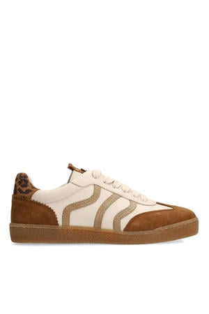leren sneakers ecru/bruin