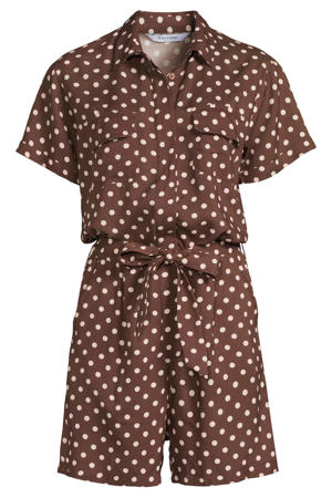 playsuit met stippen bruin/beige