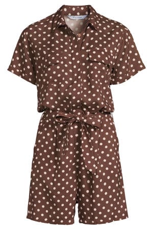 playsuit met stippen bruin/beige