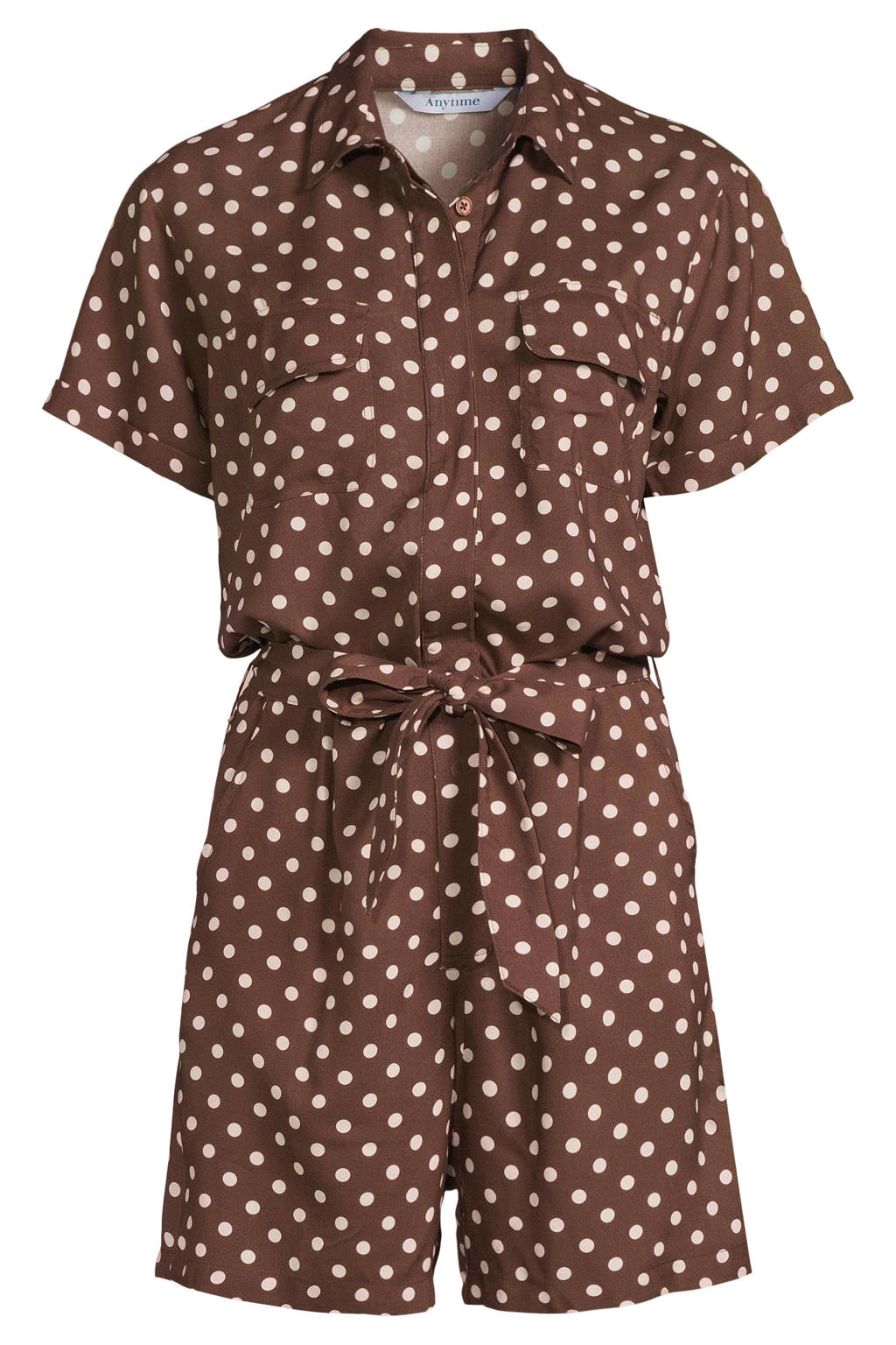 Anytime playsuit met stippen bruin/beige