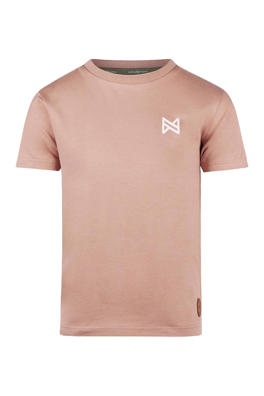 Oudroze jongens Koko Noko T-shirt van stretchkatoen met backprint, korte mouwen en ronde hals
