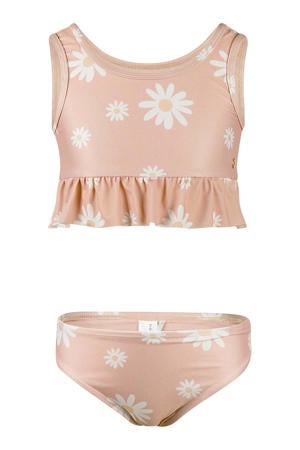 crop bikini met bloemen print roze