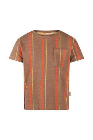 gestreept T-shirt bruin