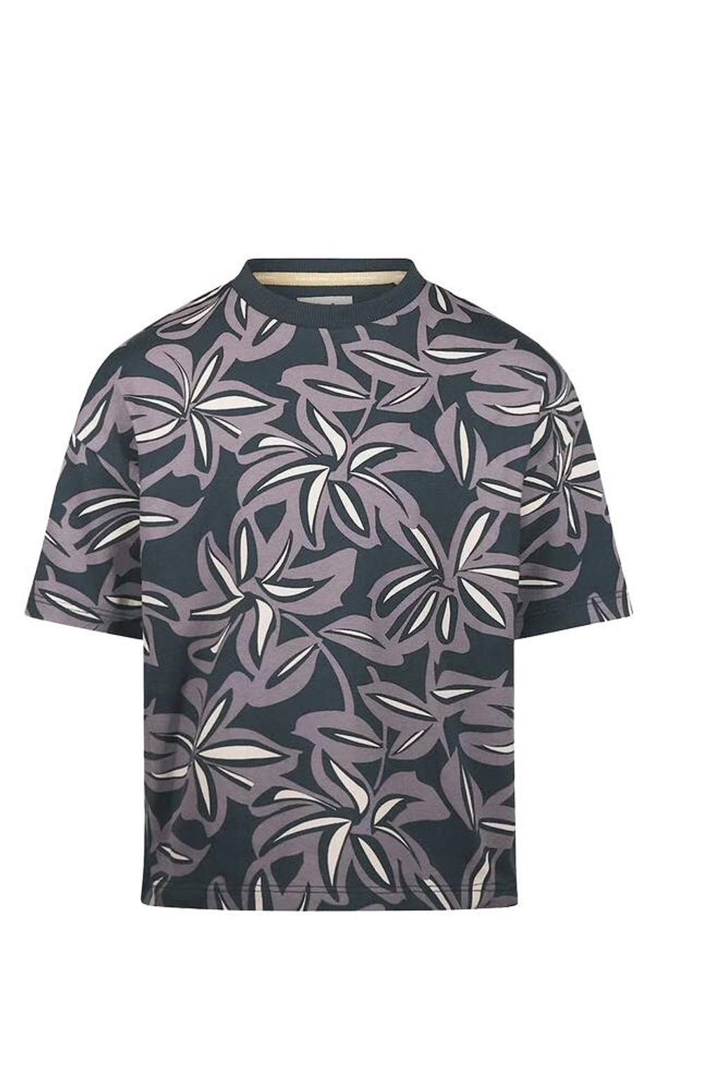 Donkerblauwe jongens Koko Noko T-shirt van stretchkatoen met korte mouwen en ronde hals