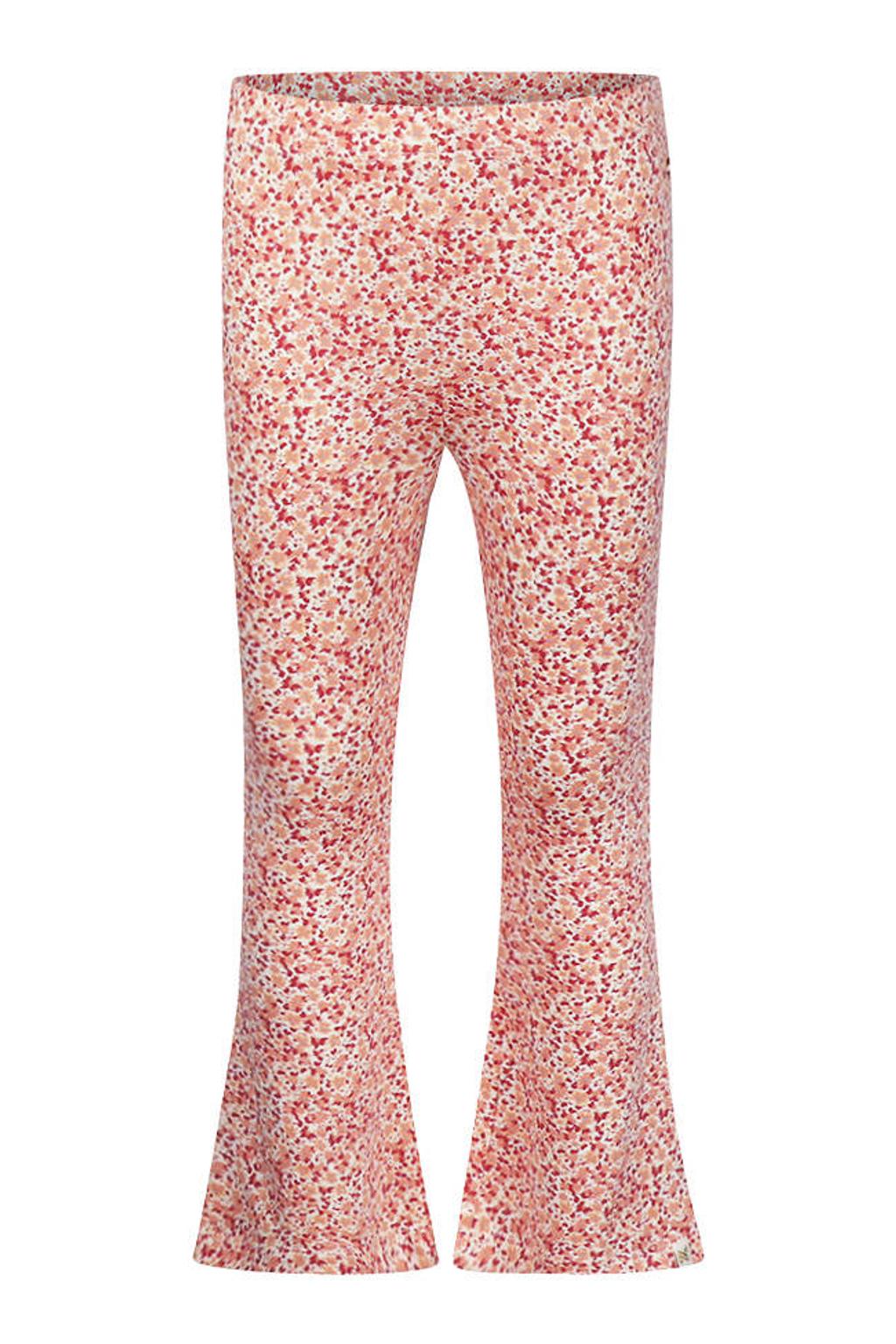 Lichtoranje en roze meisjes Koko Noko flared broek van stretchkatoen met regular waist en elastische tailleband