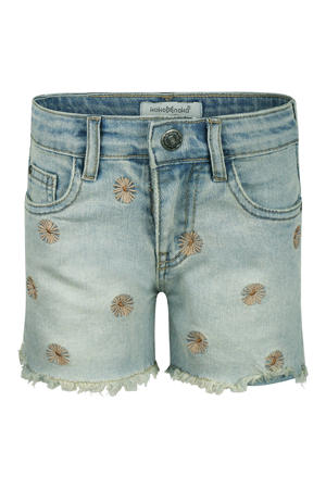 regular waist short light blue denim