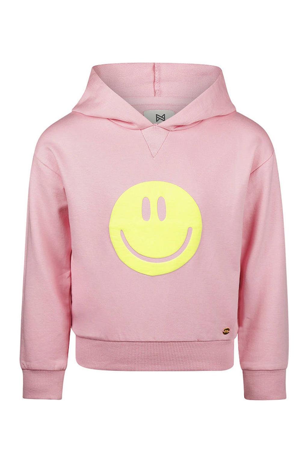 Roze meisjes Koko Noko hoodie van stretchkatoen met printopdruk, lange mouwen en capuchon