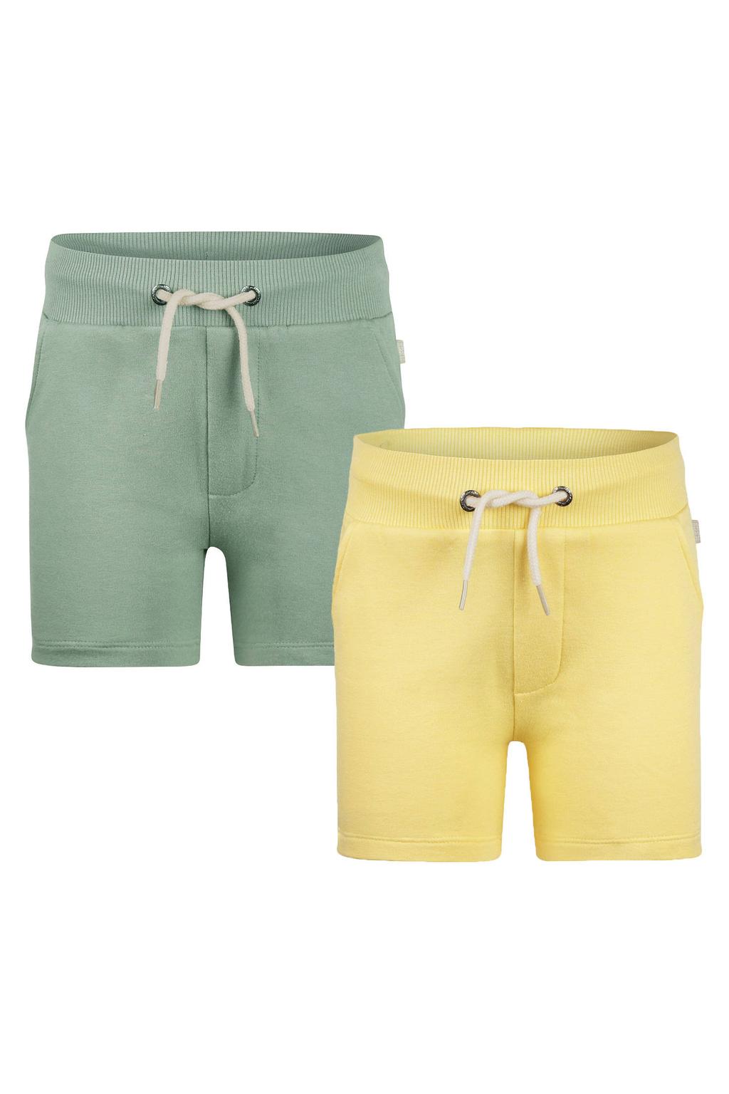 Set van 2 groen en gele jongens Koko Noko sweatshort van stretchkatoen met regular fit, regular waist en effen
