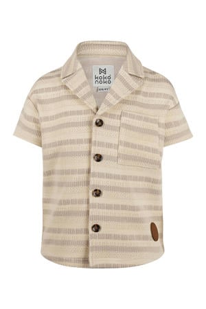 gestreept overhemd beige