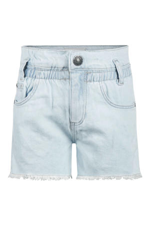 regular waist short light blue denim